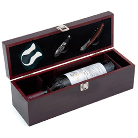 CAJA MADERA VINO 1 BOT.MARRON