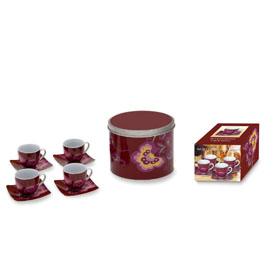 SET CAFE FLOR BURDEOS