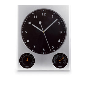 Reloj analógico de pared con termómet...
