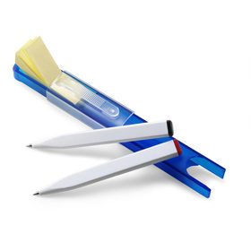 Estuche con bloc de notas y 2 bolígra...