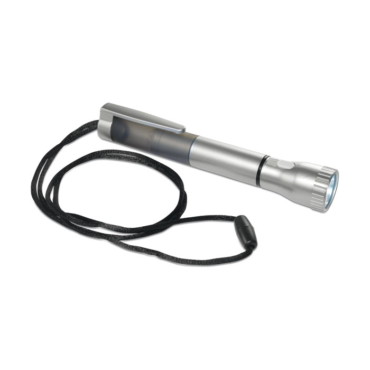 Lanterna e caneta com lanyard